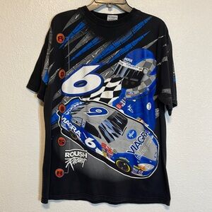 Mark Martin Nascar AOP Shirt Large Vagra L Black Roush Racing Vintage Mens